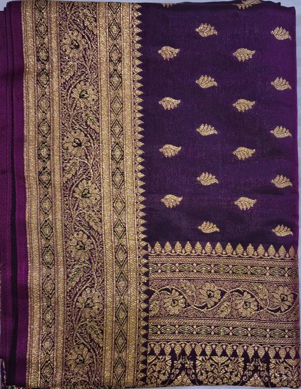 Banarasi_Woven_Soft_Silk_Small_Booti_Saree_with_Copper_Zari_Border_and_Pallu