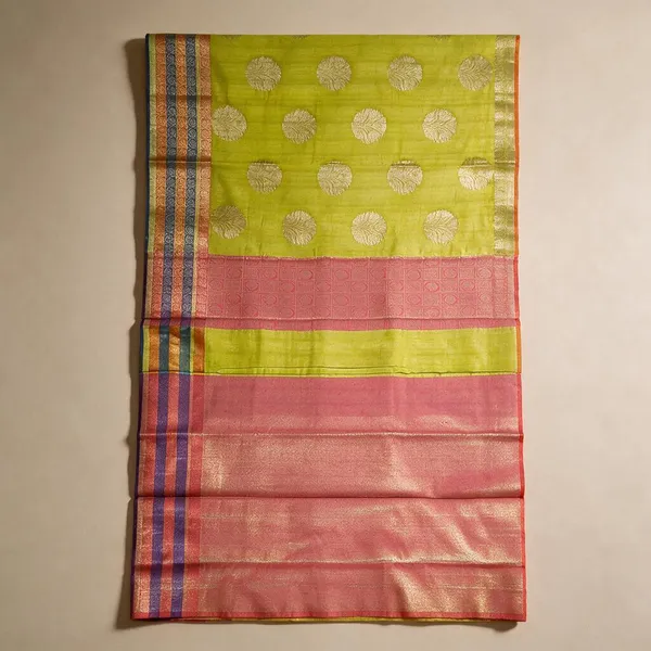 Green_Cotton_50%_Silk_50%_Saree_For_Women