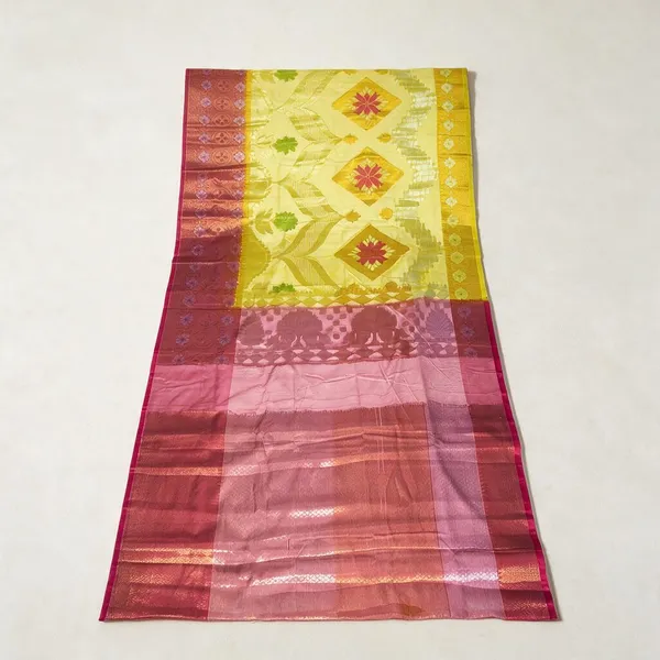 Yellow__And_Pink_Kora_Silk_Saree_For_Women