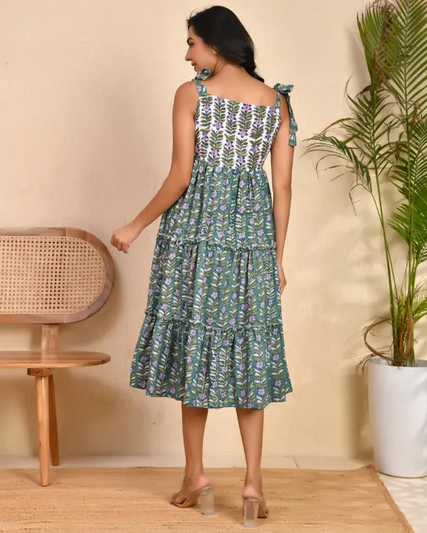 Green_Lavender_Cotton_Tiered_Block_Print_Midi_Dress_For_Women