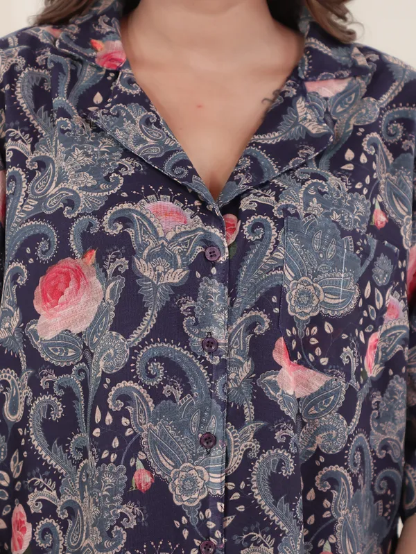 Navy_Blue_Cotton_linen_Paisley_Print_Shirt_Top_For_Women