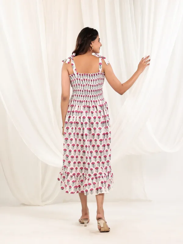 Off_White_Pink_Cotton_Smocked_Block_Print_Dress_For_Women