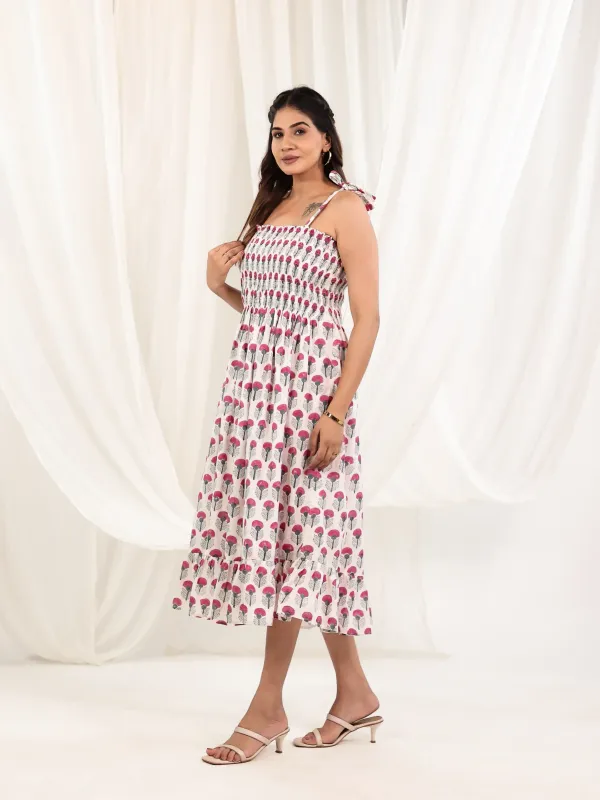 Off_White_Pink_Cotton_Smocked_Block_Print_Dress_For_Women