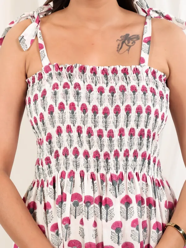 Off_White_Pink_Cotton_Smocked_Block_Print_Dress_For_Women
