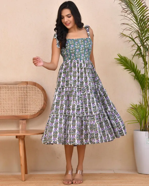 Lavender_White_Cotton_Sleeveless_Block_Print_Dress_For_Women