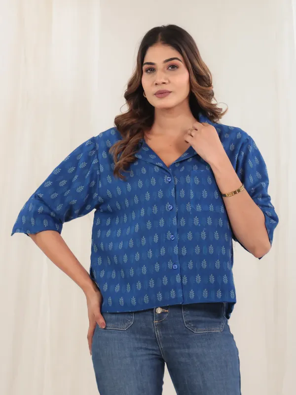 Indigo_Blue_Cotton_Relaxed_Hand_Block_Print_Shirt_Top_For_Women