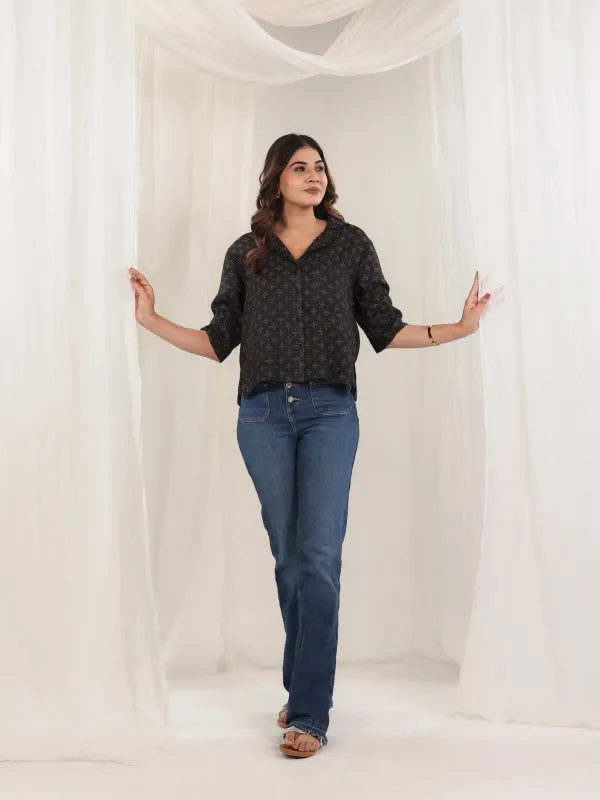 Black_Cotton_Relaxed_Geometric_Print_Shirt_Top_For_Women