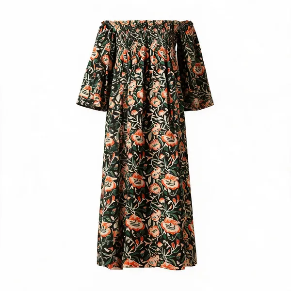 Black_Cotton_Off_Shoulder_Block_Print_Maxi_Dress_For_Women