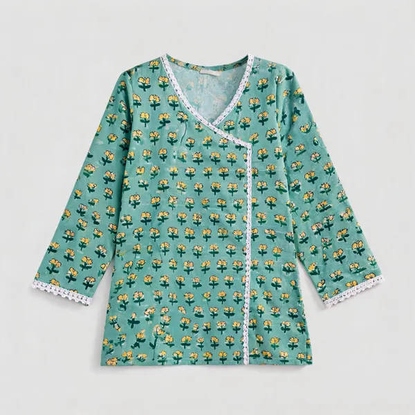 Sage_Green_Cotton_Angrakha_Hand_Block_Print_Short_Kurta_For_Women