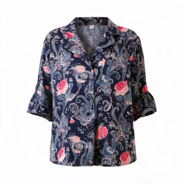 Navy_Blue_Cotton_Paisley_Print_Shirt_Top_For_Women