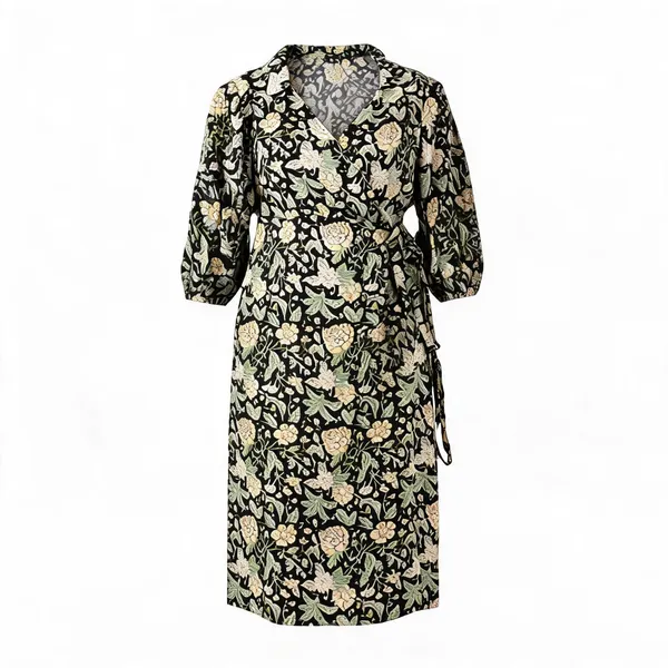 Black_Cotton_Wrap_Block_Print_Floral_Dress_For_Women