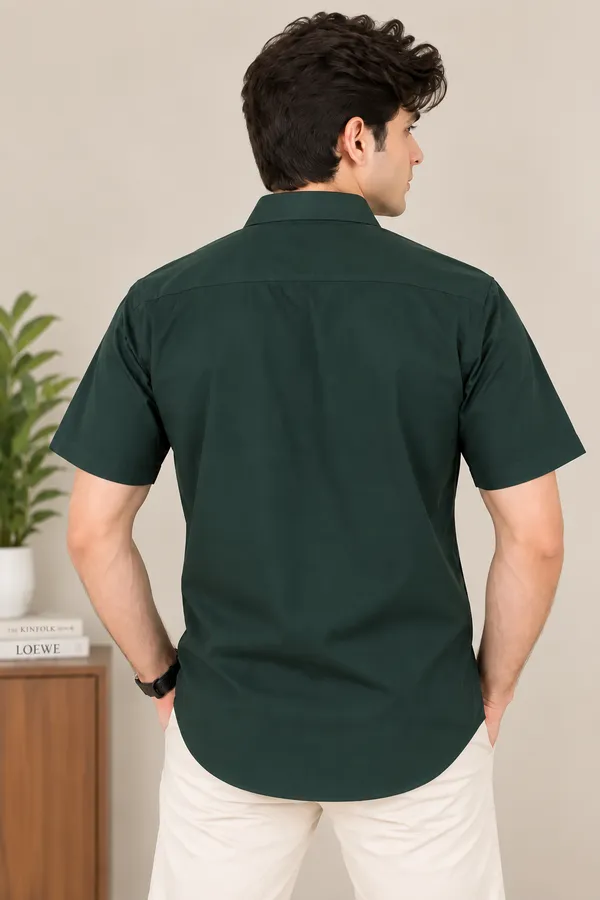 Dark_Green_Casual_Short_Sleeve_Shirt_For_Men