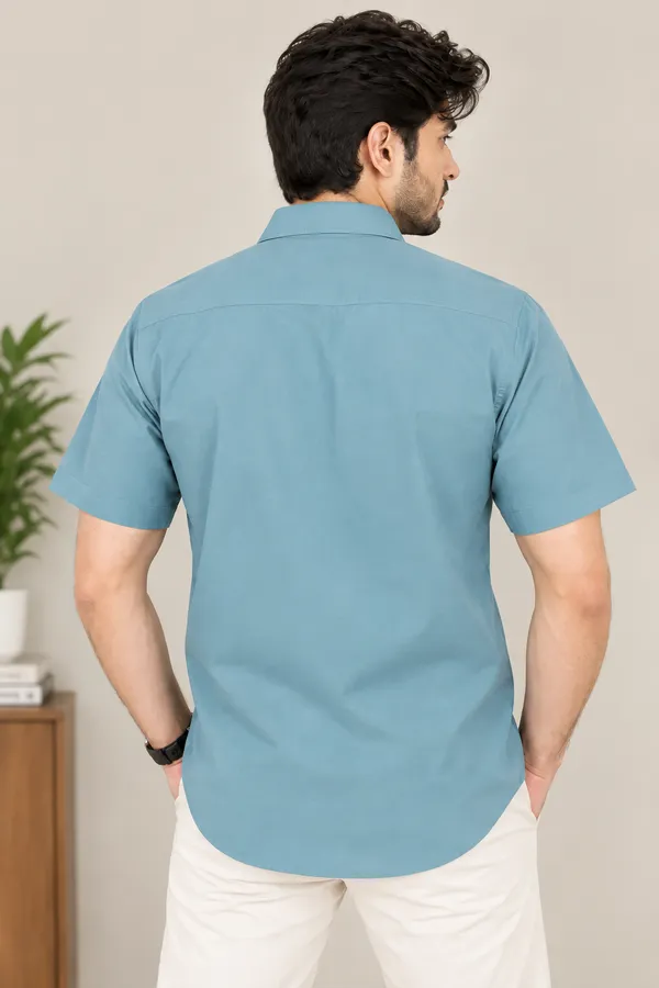 Blue_Short_Sleeve_Casual_Shirt_For_Men