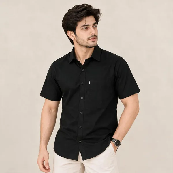 Black_Casual_Short_Sleeve_Shirt_For_Men