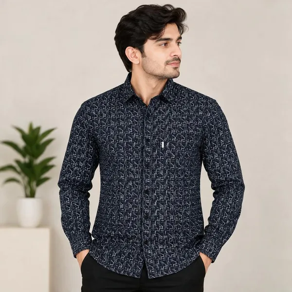 Navy_Geometric_Regular_Fit_Shirt_For_Men