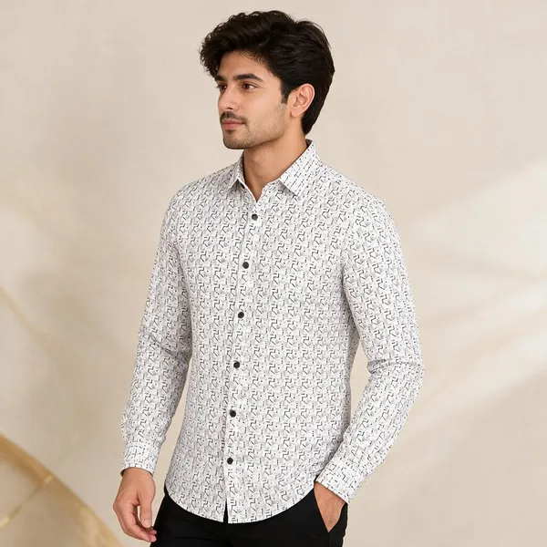 White_Printed_Full_Sleeve_Shirt_For_Men