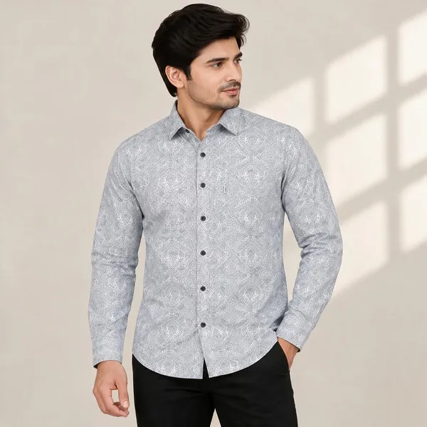 Light_Grey_Printed_Regular_Fit_Shirt_For_Men