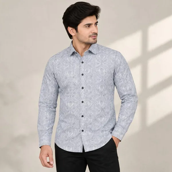 Light_Grey_Printed_Regular_Fit_Shirt_For_Men