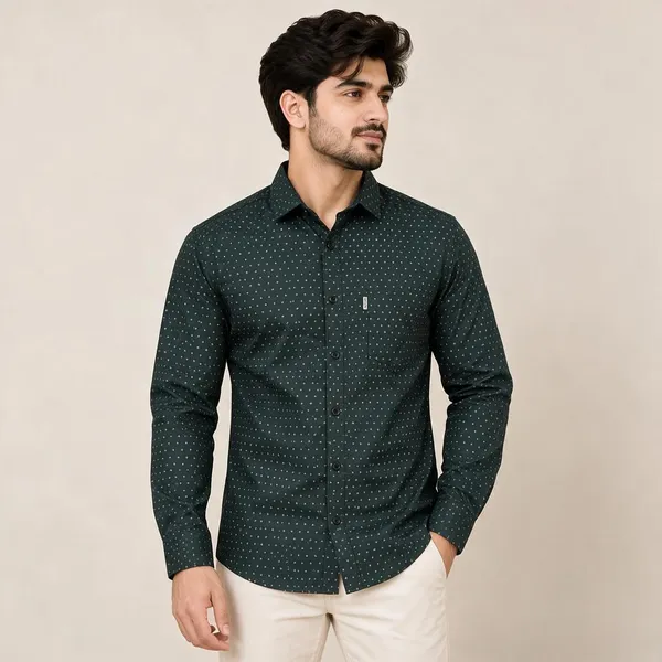 Dark_Green_Printed_Full_Sleeve_Shirt_For_Men