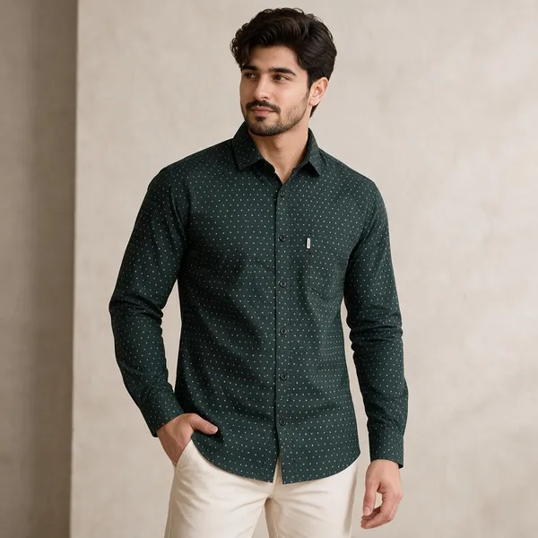 Dark_Green_Printed_Full_Sleeve_Shirt_For_Men