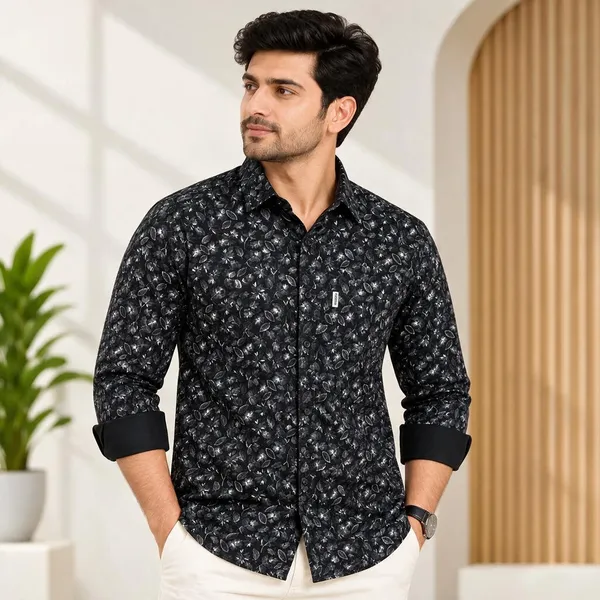 Black_Printed_Casual_Shirt_For_Men