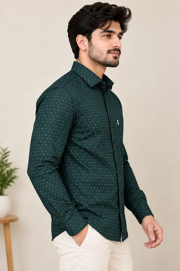 Dark_Green_Printed_Full_Sleeve_Shirt_For_Men