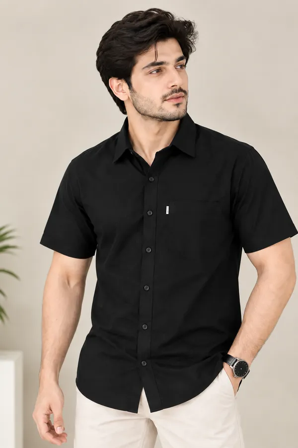 Black_Casual_Short_Sleeve_Shirt_For_Men