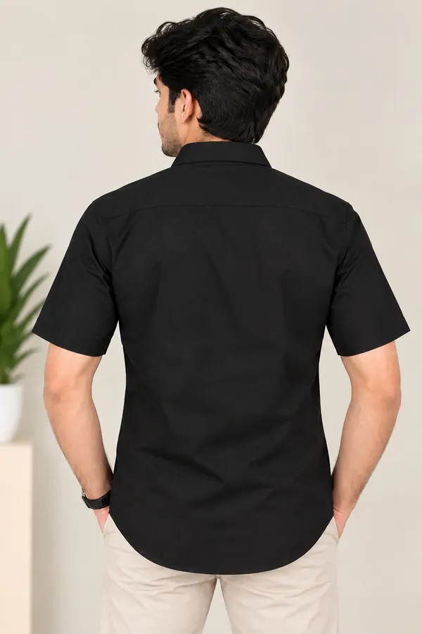 Black_Casual_Short_Sleeve_Shirt_For_Men