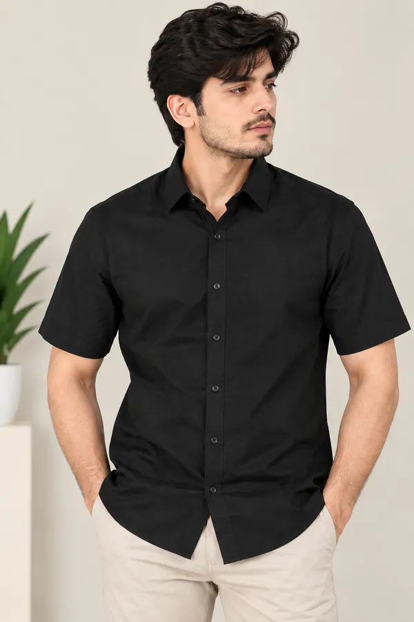 Black_Short_Sleeve_Casual_Shirt_For_Men