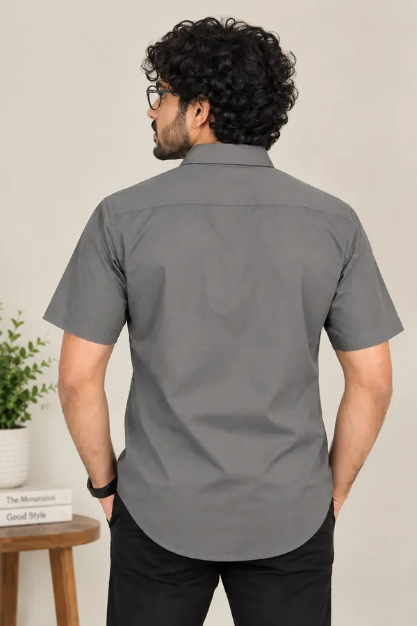 Grey_Casual_Short_Sleeve_Shirt_For_Men