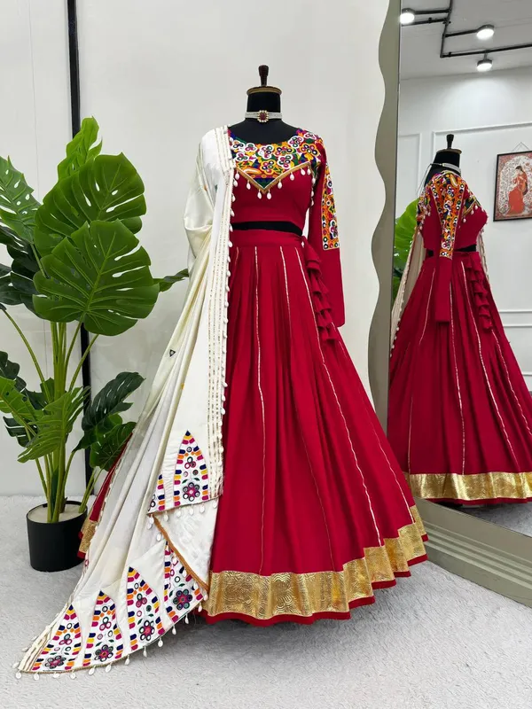 Red_Premium_Rayon_Silk_Semi-Stitched_Lehenga_Set_With_Real_Mirror_And_Kodi_Lace_Work