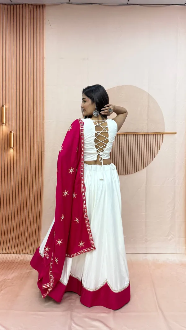 Off-White_And_Rani_Pink_Pure_Cotton_Sequence_Thread_Work_Embroidery_Lehenga_Choli_Set