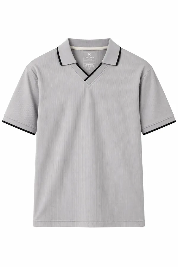 Grey_Jacquard_Contrast_Piping_Polo_T_Shirt_For_Men