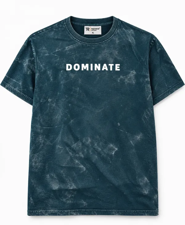 Dark_Green_Cotton_Acid_Wash_Drop_Shoulder_Graphic_T_Shirt_For_Men