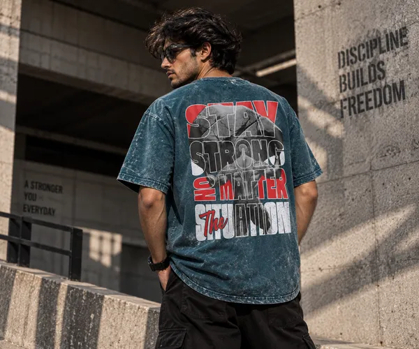 Dark_Green_Cotton_Acid_Wash_Drop_Shoulder_Graphic_T_Shirt_For_Men