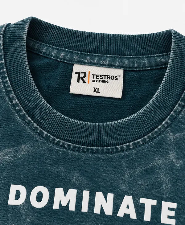 Dark_Green_Cotton_Acid_Wash_Drop_Shoulder_Graphic_T_Shirt_For_Men