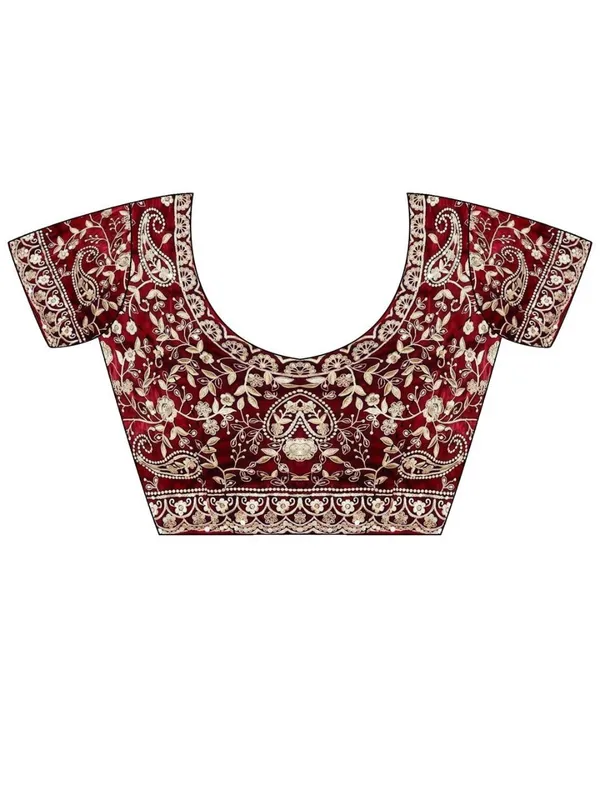 Maroon_Chiffon_Saree_With_Blouse