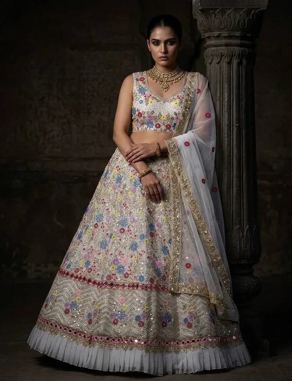 Beige_Embellished_Flared_Lehenga_Choli_For_Women