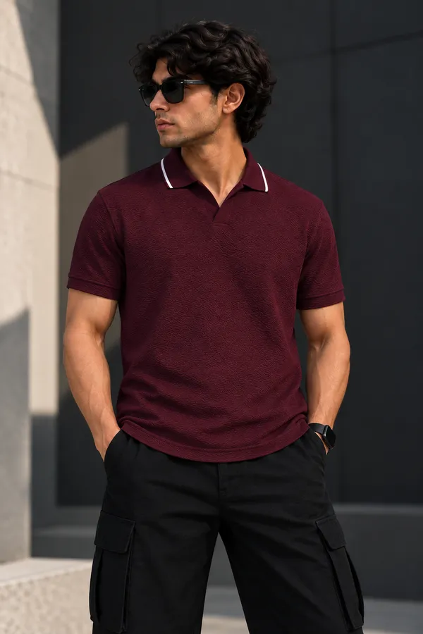 Wine_Crape_Relaxed_Fit_Polo_T_Shirt_For_Men
