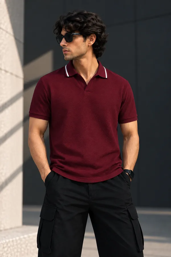 Wine_Crape_Relaxed_Fit_Polo_T_Shirt_For_Men