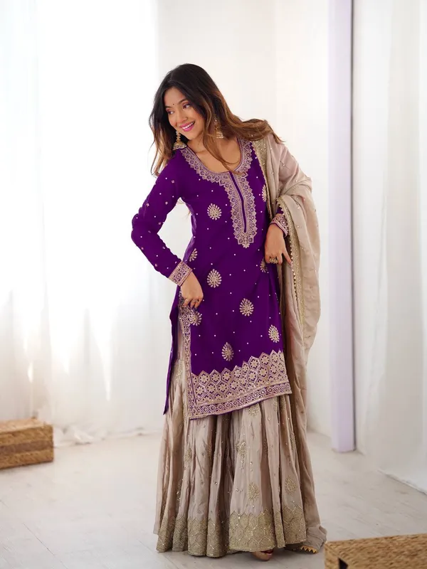 Purple_Embroidered_Sharara_Set_Featuring_Intricate_Zari_Thread_Work_And_A_Matching_Dupatta