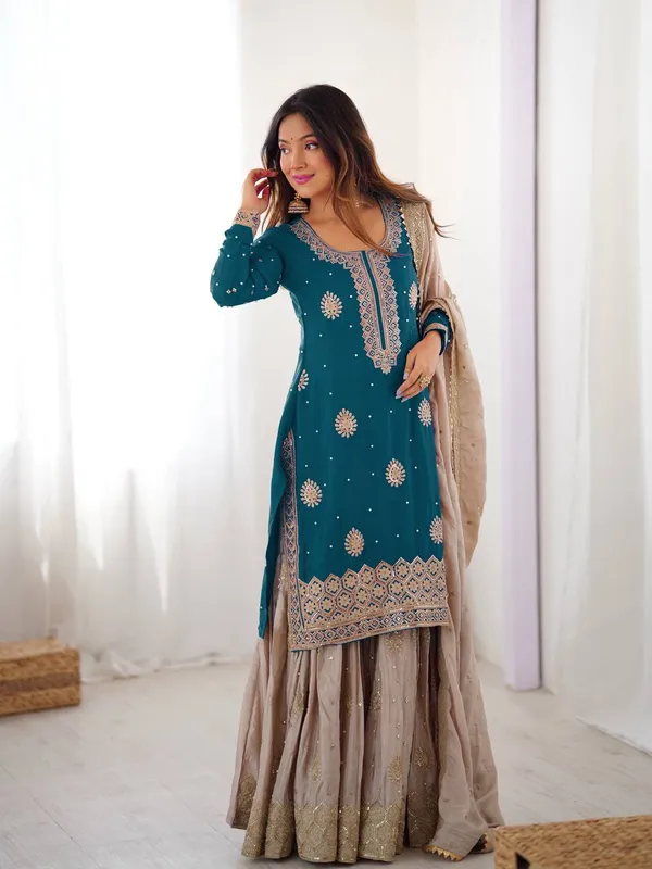 Blue_Embroidered_Sharara_Set_Featuring_Intricate_Zari_Thread_Work_And_A_Matching_Dupatta