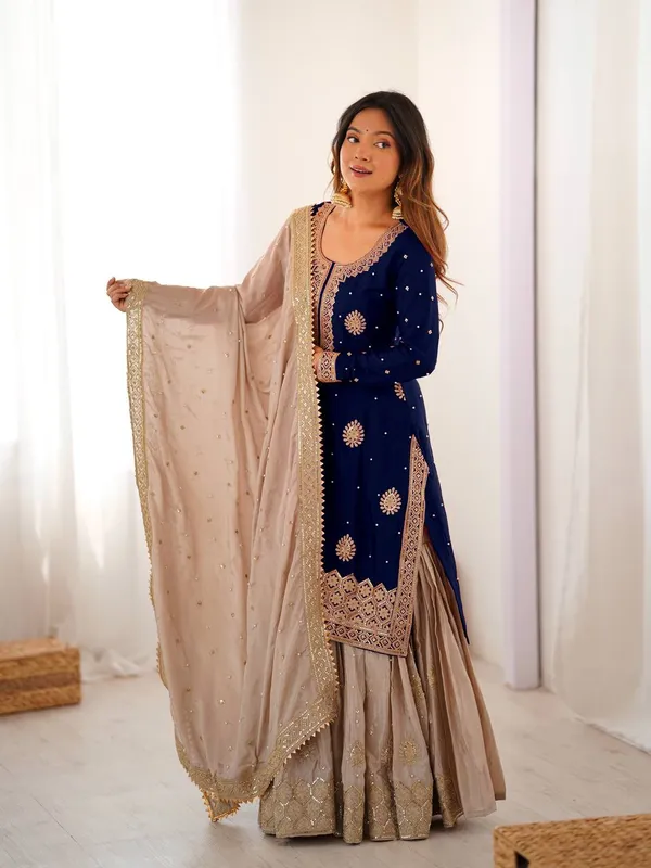 Navy_Blue_Embroidered_Sharara_Set_Featuring_Intricate_Zari_Thread_Work_And_A_Matching_Dupatta