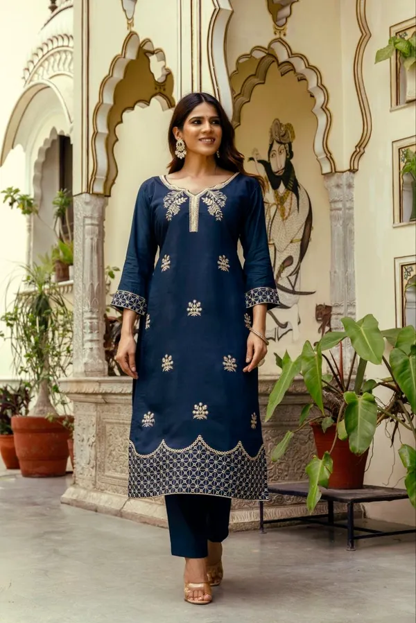 Navy_Blue_Embroidered_Straight_Kurta_Set_For_Women