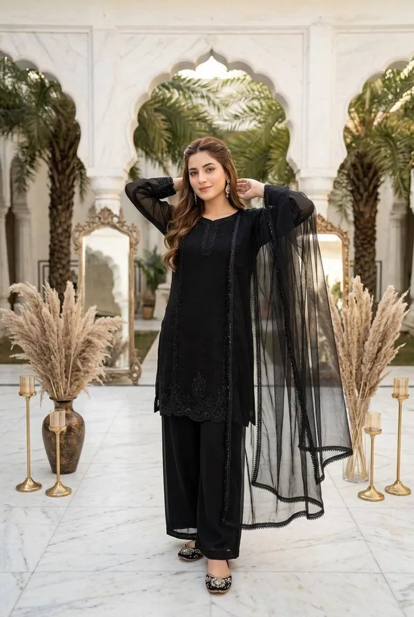 Black_Embroidery_And_Beads_Work_Faux_Georgette_Salwar_Suit_Stitched
