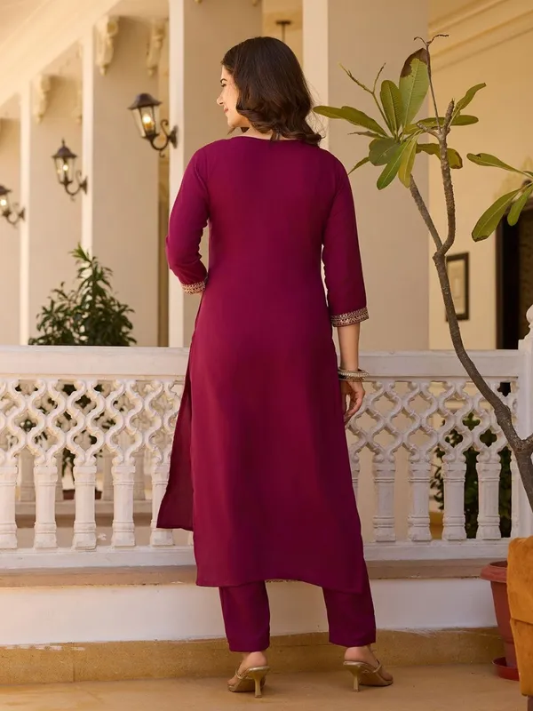 Maroon_Rayon_Embroidered_Readymade_Suit_For_Party