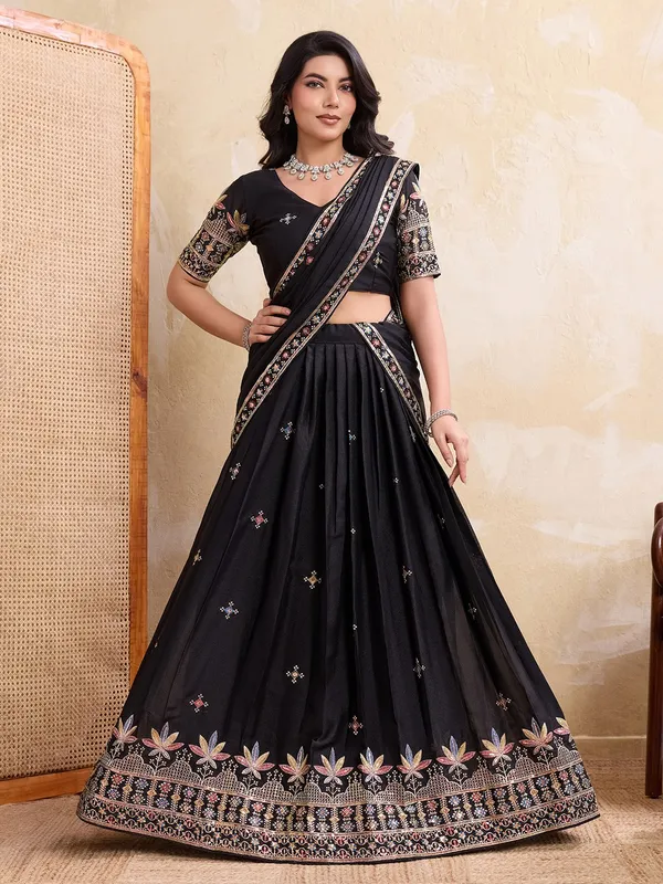 Elegant_Black_Georgette_Embroidered_Lehenga_Choli_Set_With_Matching_Blouse_And_A_Decorative_Dupatta