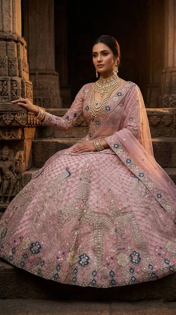 Premium_White_Color_Soft_Net_Embroidered_Lehenga_Choli