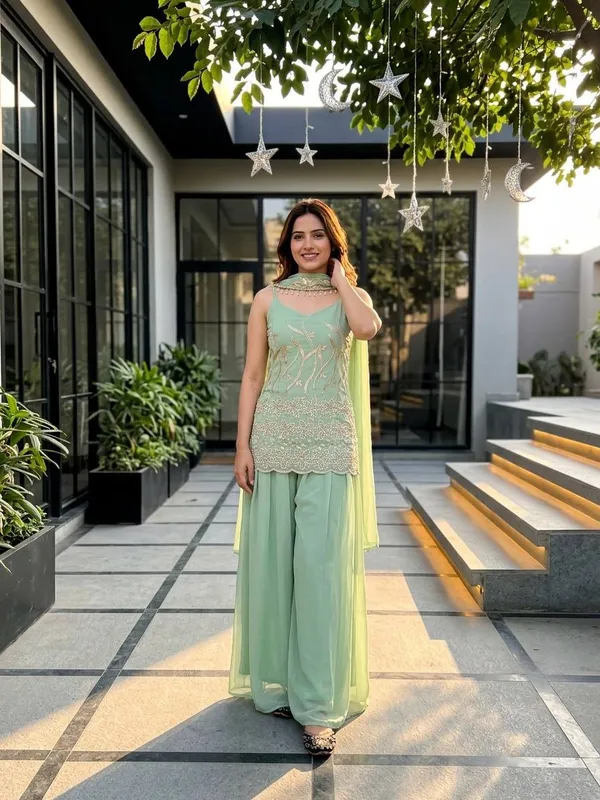 Green_Faux_Georgette_Embroidered_Palazzo_Set_Stitched