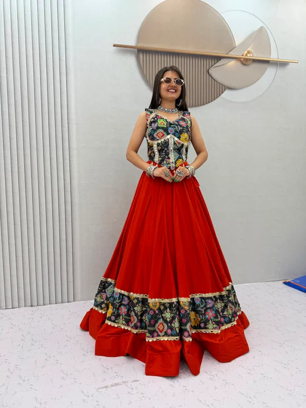 Orange_Cotton_Real_Mirror_Navratri_Lehenga_Choli